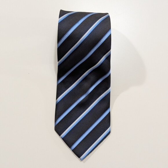 Paul Smith Dark Blue with light Blue Stripes Silk Tie - Made in Italy - Picture 6 of 8